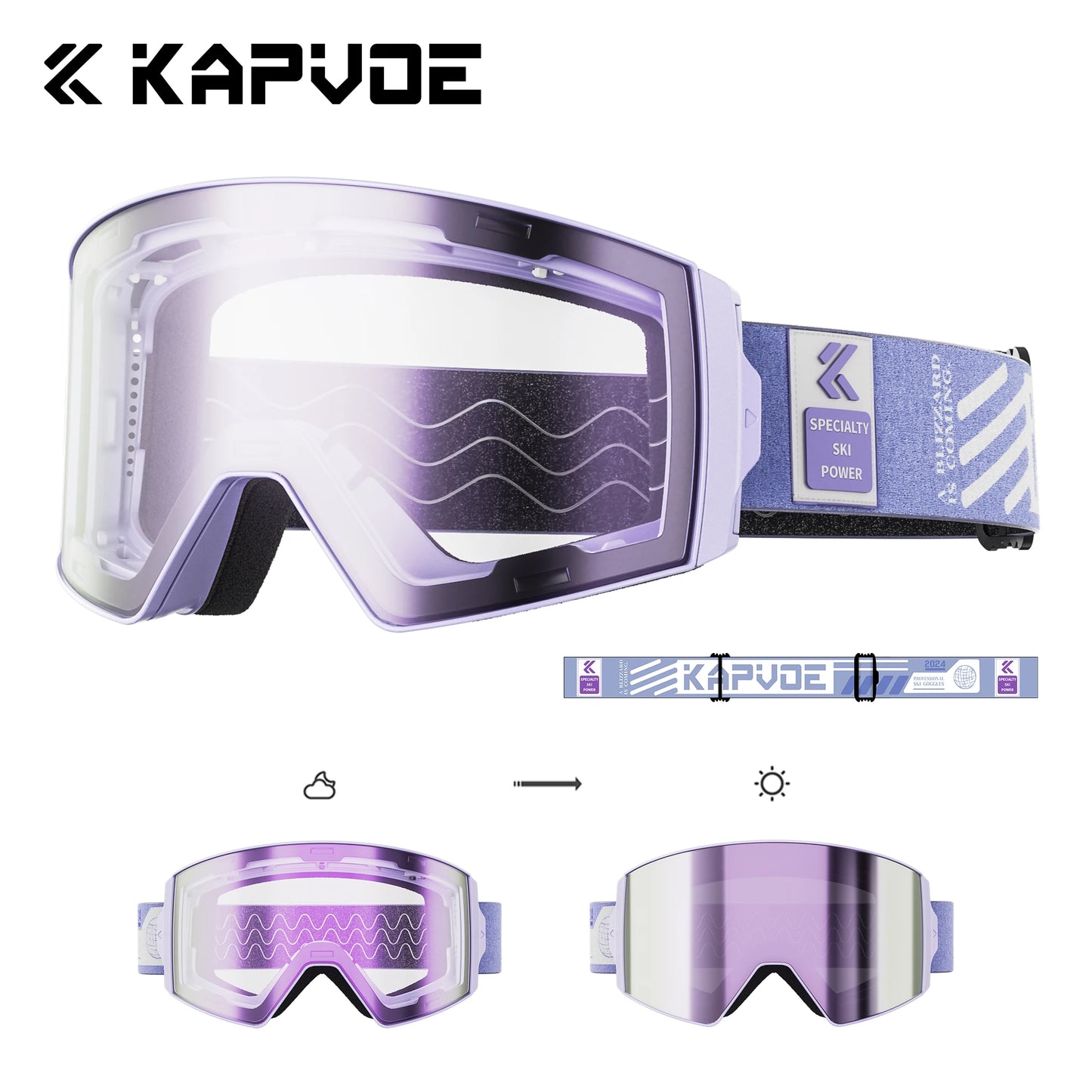 Kapvoe Snow Goggles Ski Sunglasses Snowboarding Mask Men Women Anti-Fog Lens Kit UV400 Protection Snowmobile Glasses Motorcycle