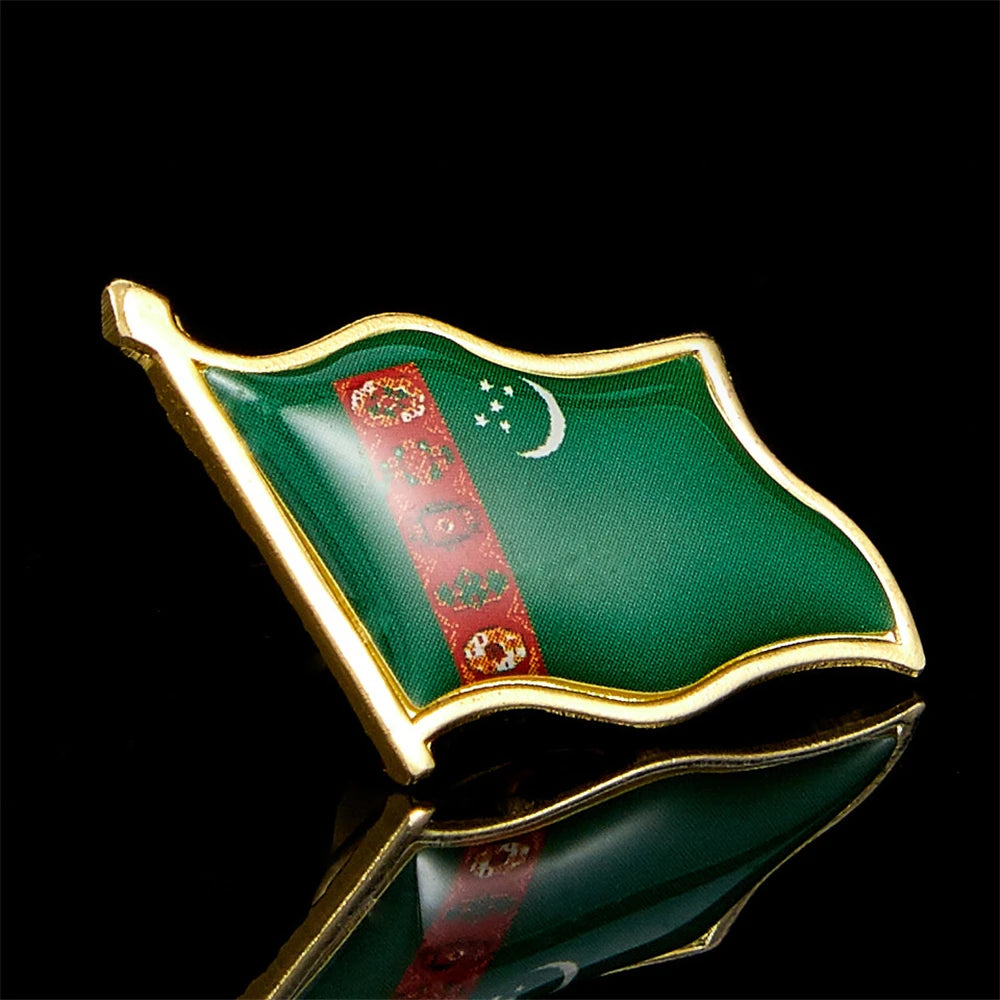 Turkmenistan Country Flag Waving 3D Lapel Hat Cap Tie Pin Badge Brooch Pins Patriotism Pride