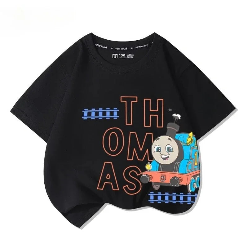 Thomas the train short-sleeved t-shirt cartoon new children's tops boys girls summer 100% cotton fashion comfortable t-shirt