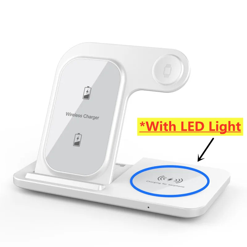 Premium 3-in-1 Wireless Charging Station - Fast Charger for iPhone, Watch & AirPods