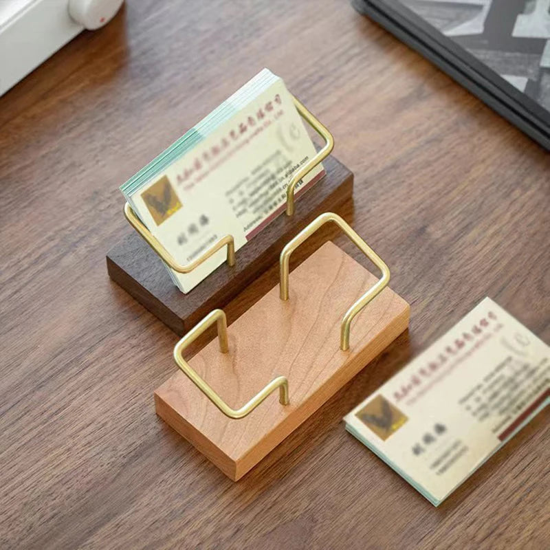 Tabletop Shelf Home Wooden Card Holder Storage Business Card Holder Organizer Office Desk Display Stand Memo Counter Accessories