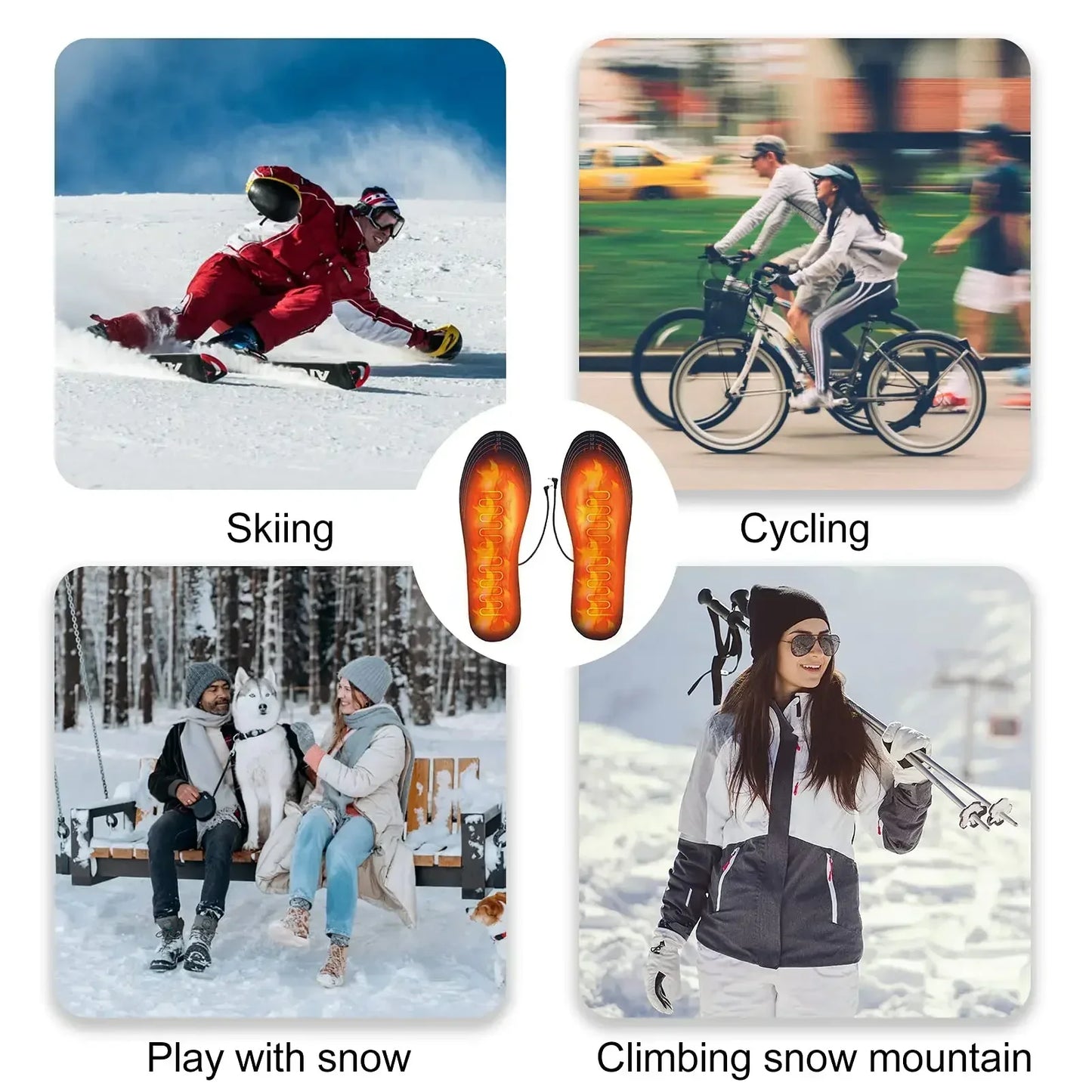 1-10Pair USB Heated Shoe Insoles Electric Foot Warming Pad Feet Warmer Sock Pad Mat Winter Outdoor Sports Heating Insole Warm