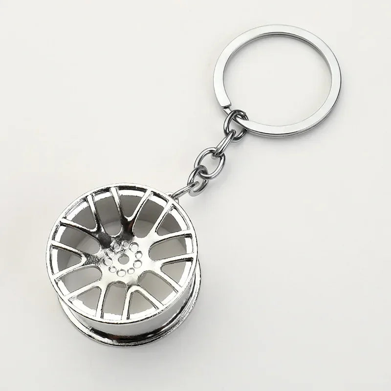 Automotive Gear Head Keychain - Speed Gearbox Keyring with Turbo Hub & Brake Disc Design