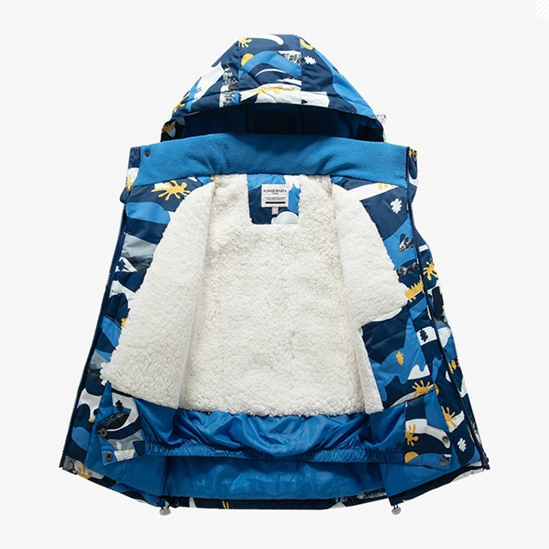 Children's skiing suit for boys and girls, thick, warm, waterproof, windproof outdoor skiing clothes and pants, all equipped