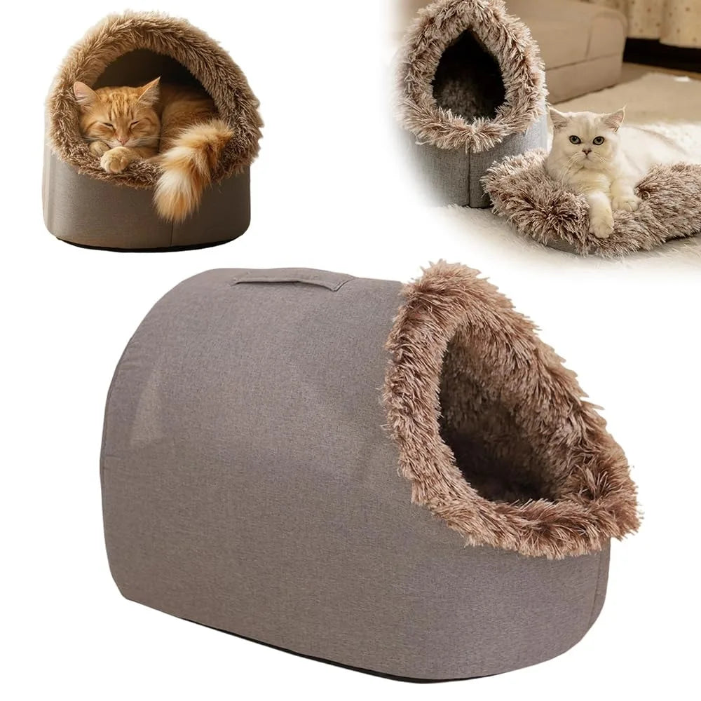 New Warm Winter Cat Bed Wrap Comfort Cat House Integrated with Handle Pet Cave Cats Dogs Furniture