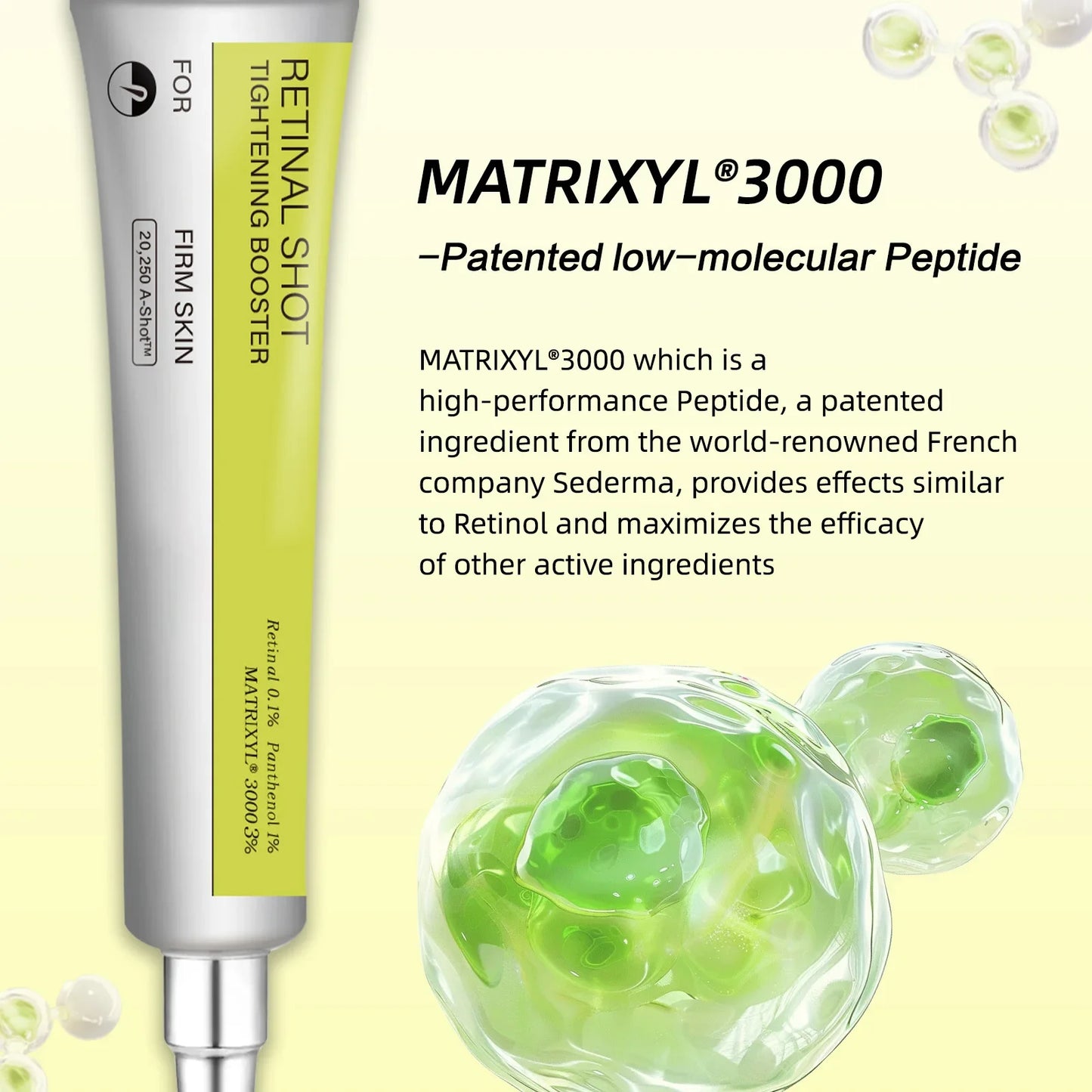 Anti-Aging Retinal Serum 15ml 0.1% Nano Retinal MATRIXYL 3000 Tightens Skin Fights Wrinkles Shrinks Pores