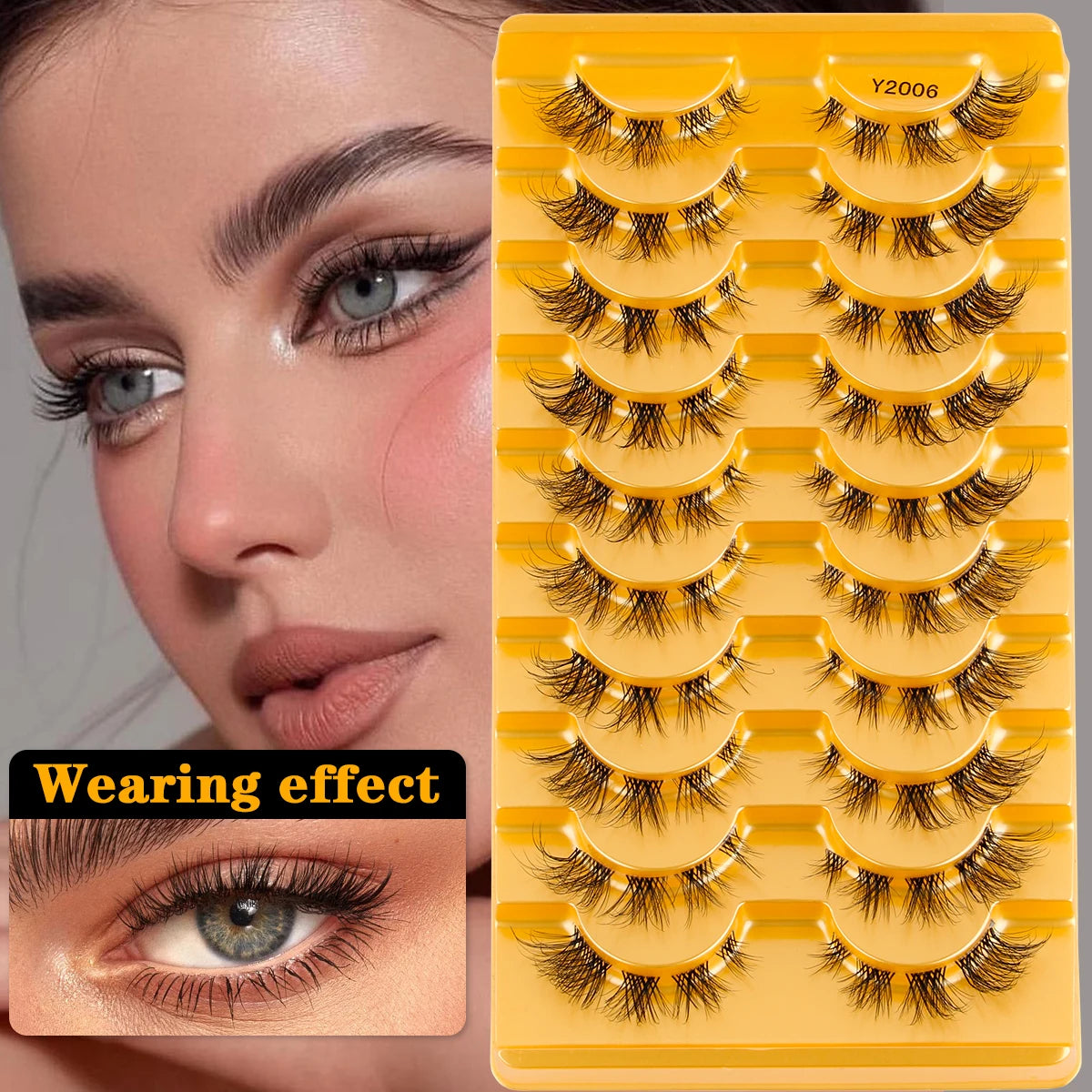 3/10Pairs Full False Eyelashes Natural Mink Lashes Dramatic Faux Cils Volume Eyelash Extension Fluffy Fake Eyelashes Makeup Tool