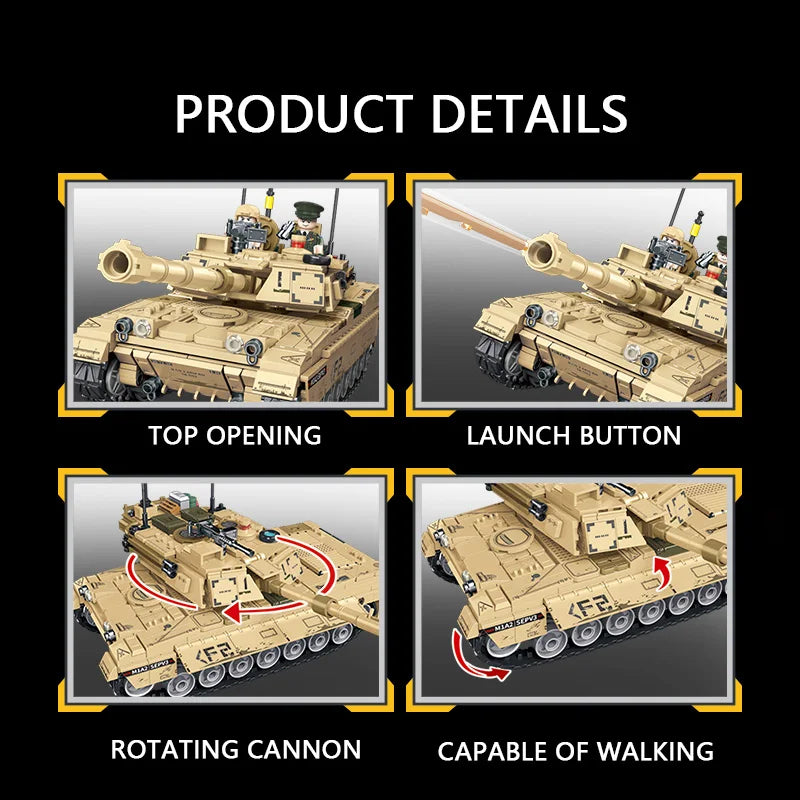 SEMBO BLOCK USA Military M1A2 Abrams Main Battle Tank Building Blocks MOC WW2 Weapon Bricks Toys For Boys Kids Halloween Gifts