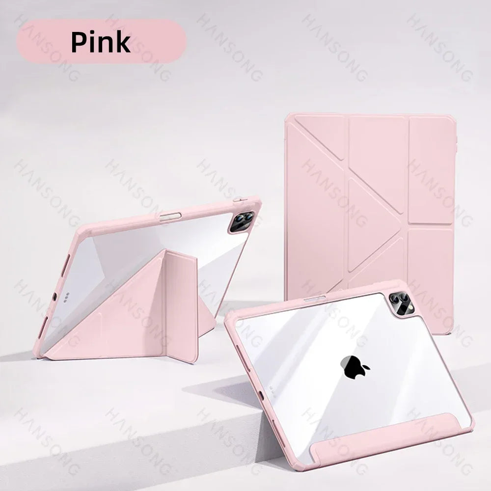 For iPad Air 11 M2 Case For 2024 Air 13 M2 Pro 11 13 M4 for 10th Gen Air 4 5 10.2 7 8 9th Pro 11 12.9 Mini 6 Acrylic Smart Case