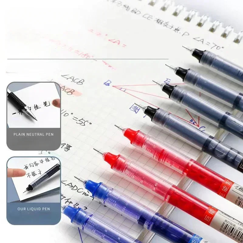 10Pcs High Quality Needle Type Gel Pens Straight Liquid Ballpoint Pen Kawaii Stationery School Office Supplies Student Writing