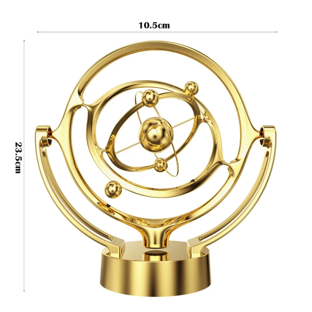 Portable Rotating Magnetic Wobbler Gold/Silver with Base Earth Perpetual Motion Model USB Battery Dual Use