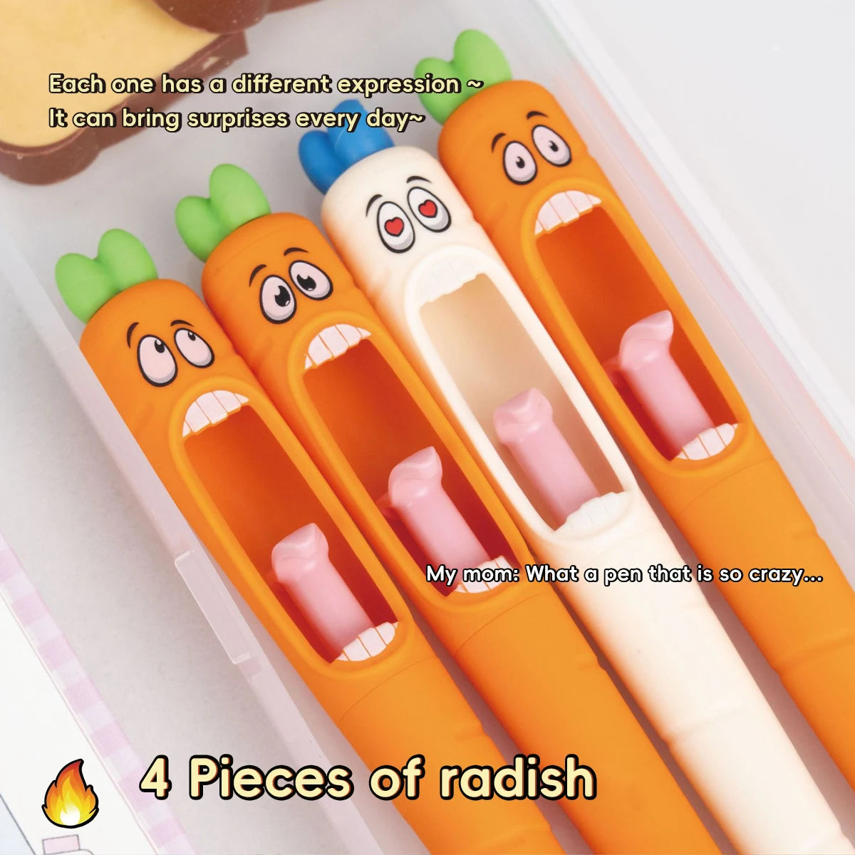 1-4pcs Kawaii Neutral Pen 0.5mm Cartoon Creative Carrot Shape Press Neutral Pen Set School Student Office Stationery Supplies