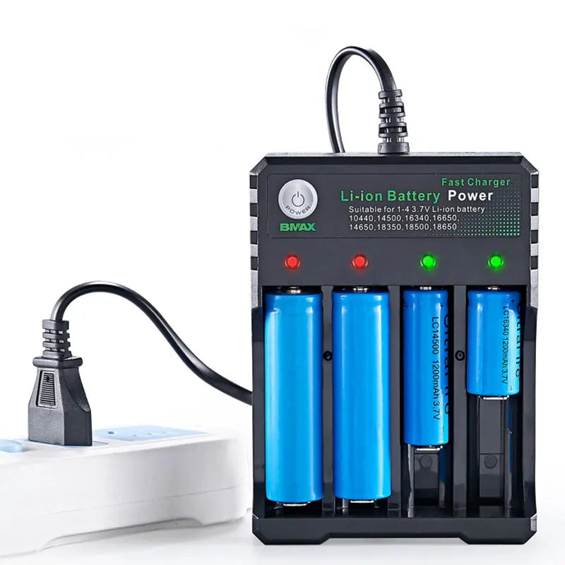 18650 Lithium Battery Charger - 1/2/4 Slot USB Charging Station for 3.7V Rechargeable Batteries