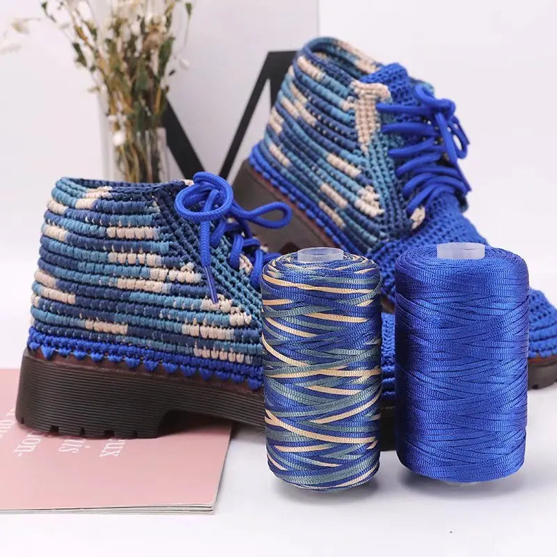 Flat line ice silk ice hemp bright silk hollow light body line summer sun hat hand-woven diy hook bag slipper cushion