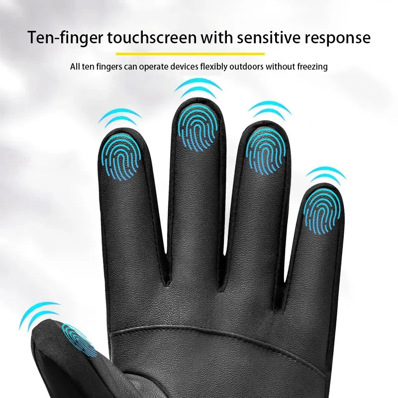 Winter men's gloves waterproof and cold-proof thickened outdoor cycling warm gloves winter fishing cycling ski gloves