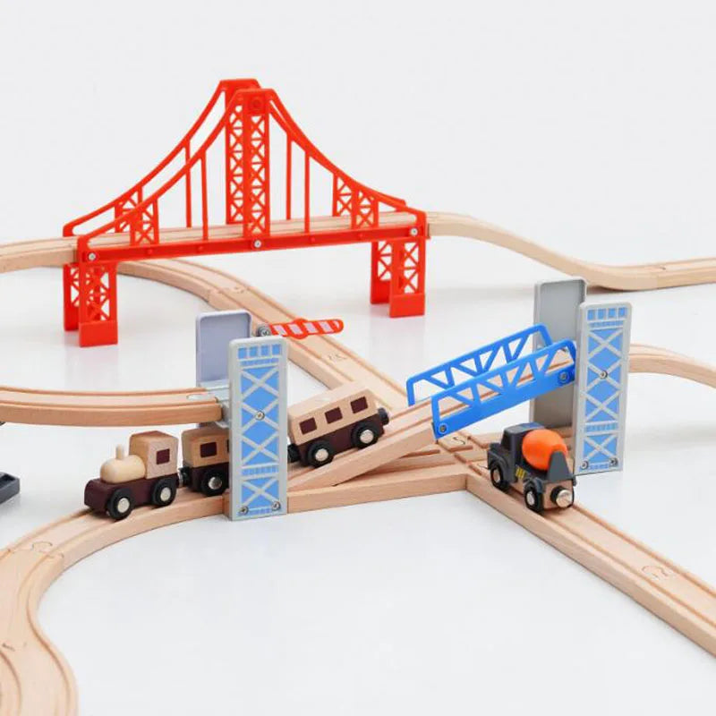 Wooden Train Track Set Accessories Track Expansion Part Wooden Railway Scene accessories Bridge Christmas Gift For Toddlers