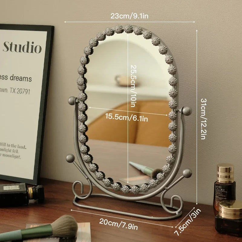 2025 New European Desktop Makeup Mirror Light Luxury High-end  Vertical Bedroom Household High-Definition Mirror Bedroom Decor