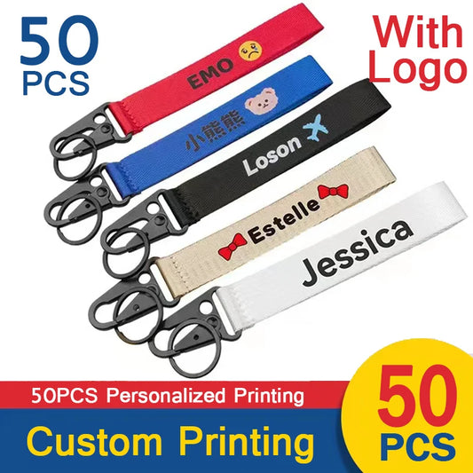 50 Pcs Custom Printing Lanyard Car JDM Modified Cultural Key Chain With Personalized Logo Company Name Phone Number