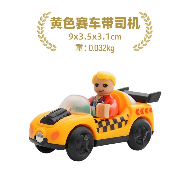 Wooden Train Track Plastic car wash Police Office Fire Department Scene Simulation Play Wooden Railway Track Car toys