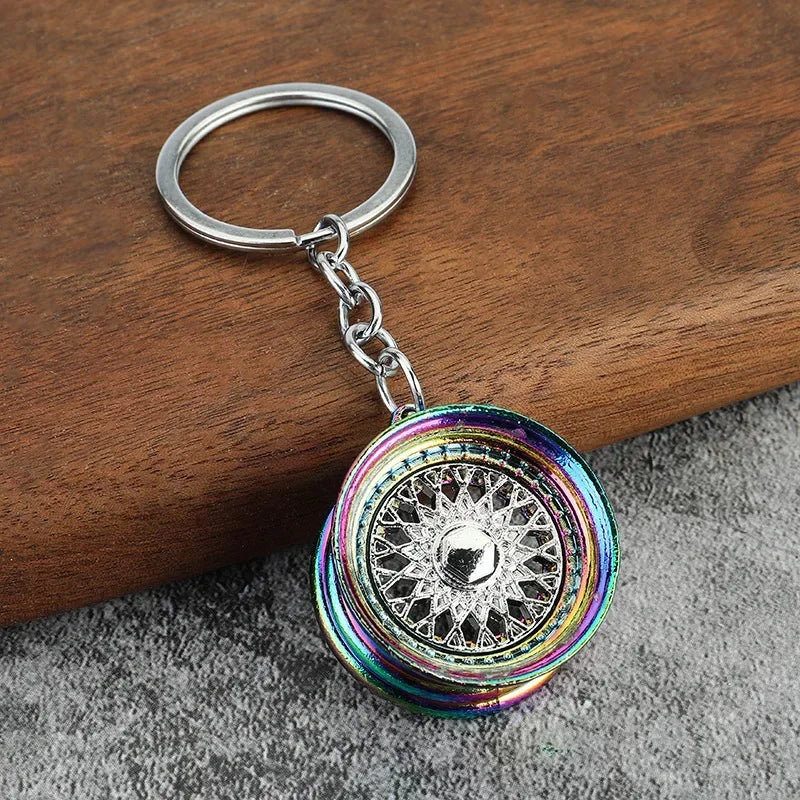 Automotive Gear Head Keychain - Speed Gearbox Keyring with Turbo Hub & Brake Disc Design
