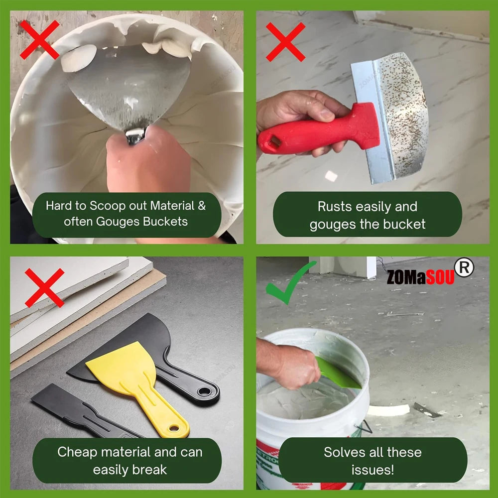 Professional Curved Putty Knife Set - Drywall Finishing & Plaster Scraping Tool