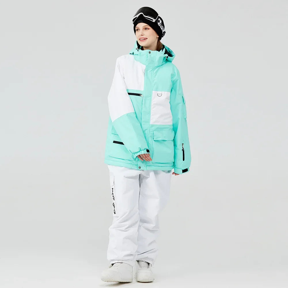 2024 New Winter Outdoor Windproof Waterproof Ski Jacket Strap Pants Men Women Super Warm Ski Suit Snowboarding Set Snow Clothes