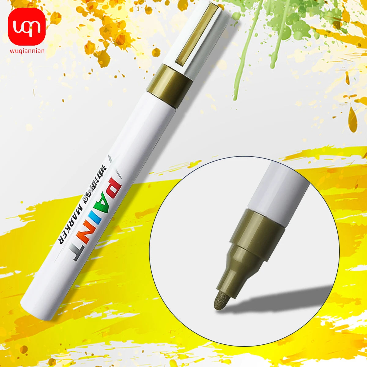 WQN-1PC Business Office Student Paint Pen, Waterproof Permanent Tire Position Marking Pen, Multi-Color, School Office Stationery