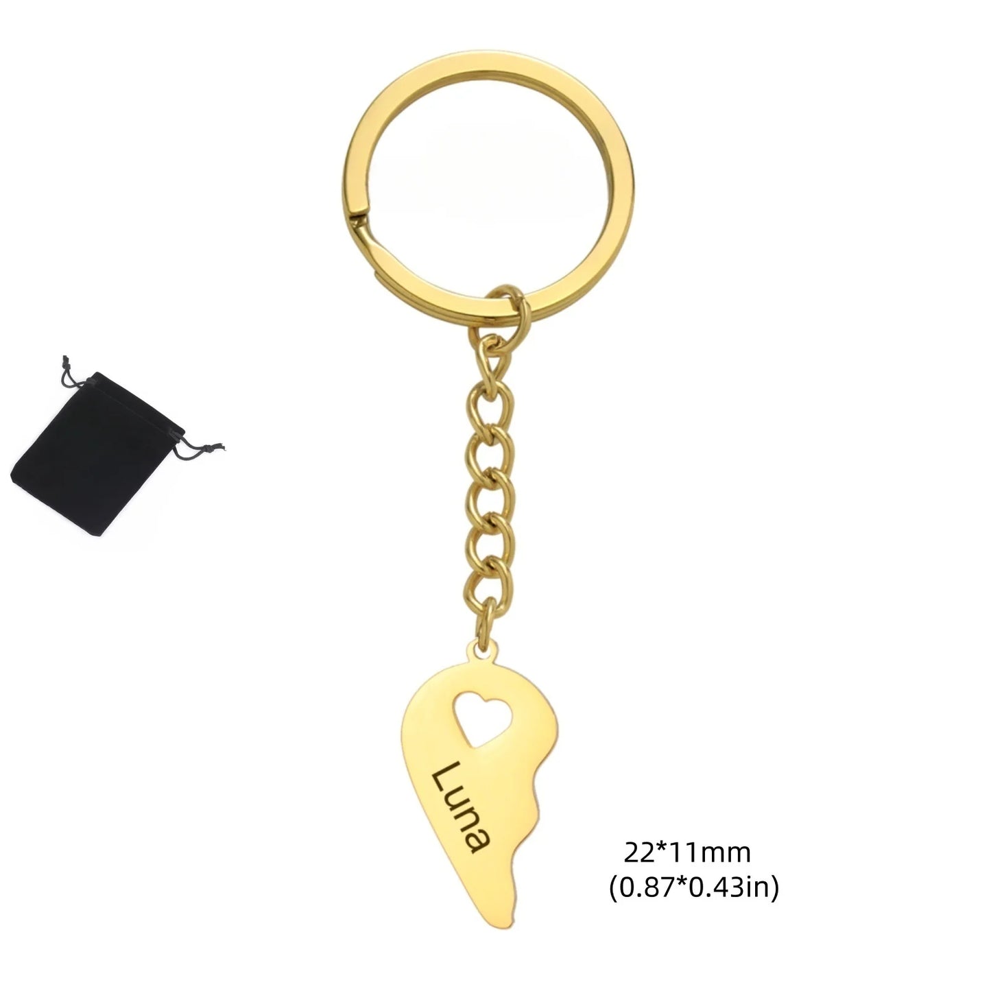 Customized Name Half Heart Keychain Stainless Steel Couple Heart Engraved Keychain Couple Key Bag Accessories Jewelry Gifts