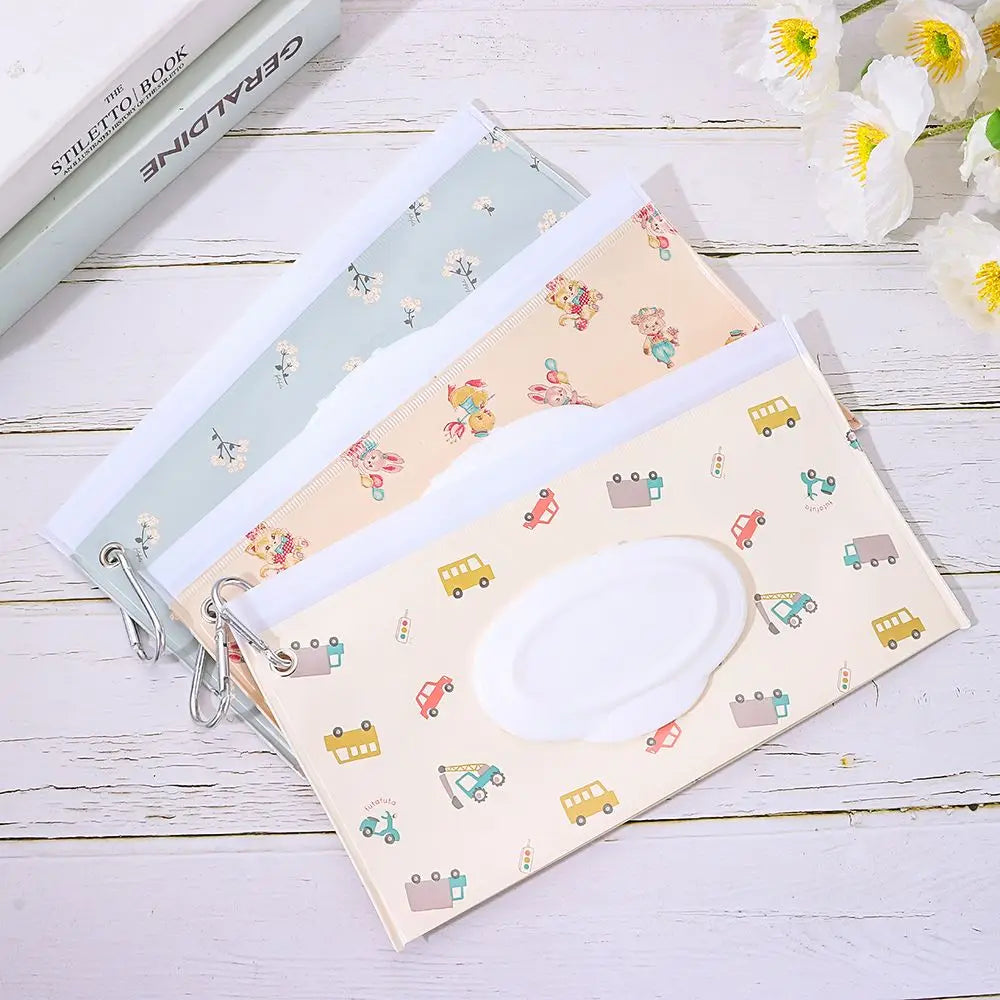 Hot Refillable EVA Wet Wipes Bag Cosmetic Pouch Tissue Box Wipes Holder Flip Cover Snap-Strap Carrying Case Stroller Accessories
