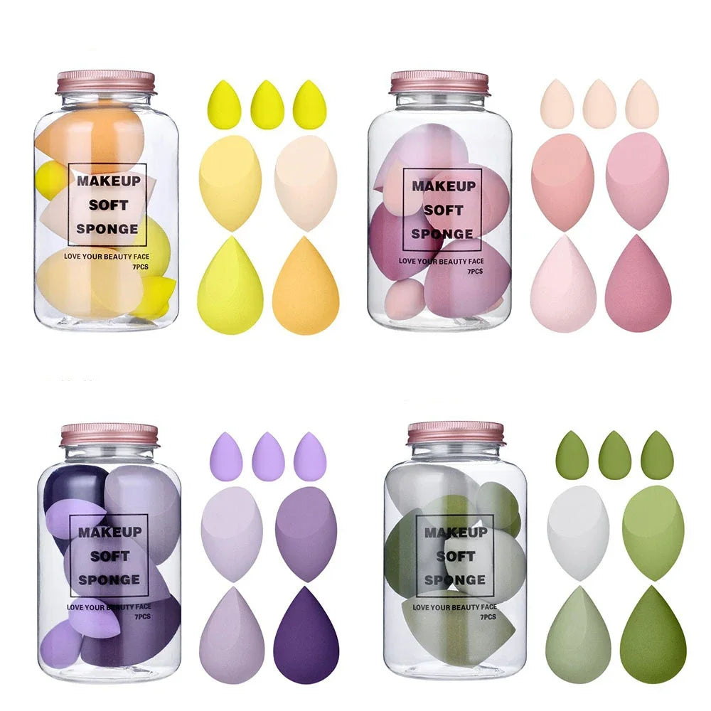 7Pcs/Set Makeup Sponge Set, Suitable for Liquid BB Cream Powder Application, Makeup Egg Dry Wet Dual-use Powder Puff