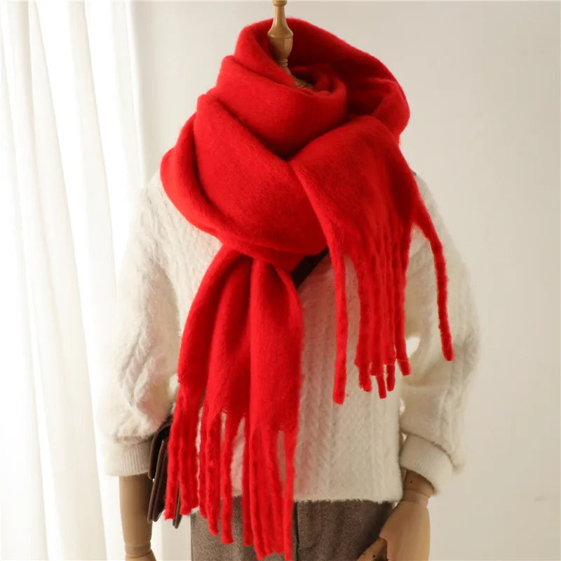 2025 Women's Luxury Winter Cashmere Scarves - Pashmina , Thick Blanket Wrap with Long Fringe for Him & Her Couple-style Scarves
