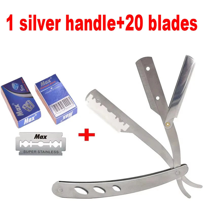 KVIFO NEW Manual Shaver for Men Barbershop Razor Stainless Steel Shank Is Easy To Use Safety Razor Shaving Razor with Blades