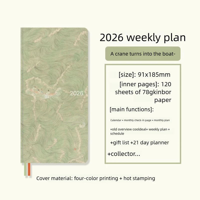 Kinbor 2026 One Page A Week Daily Time Weekly Planner Book Organizer Schedule Books Self Disciplined Punch Efficiency Manual