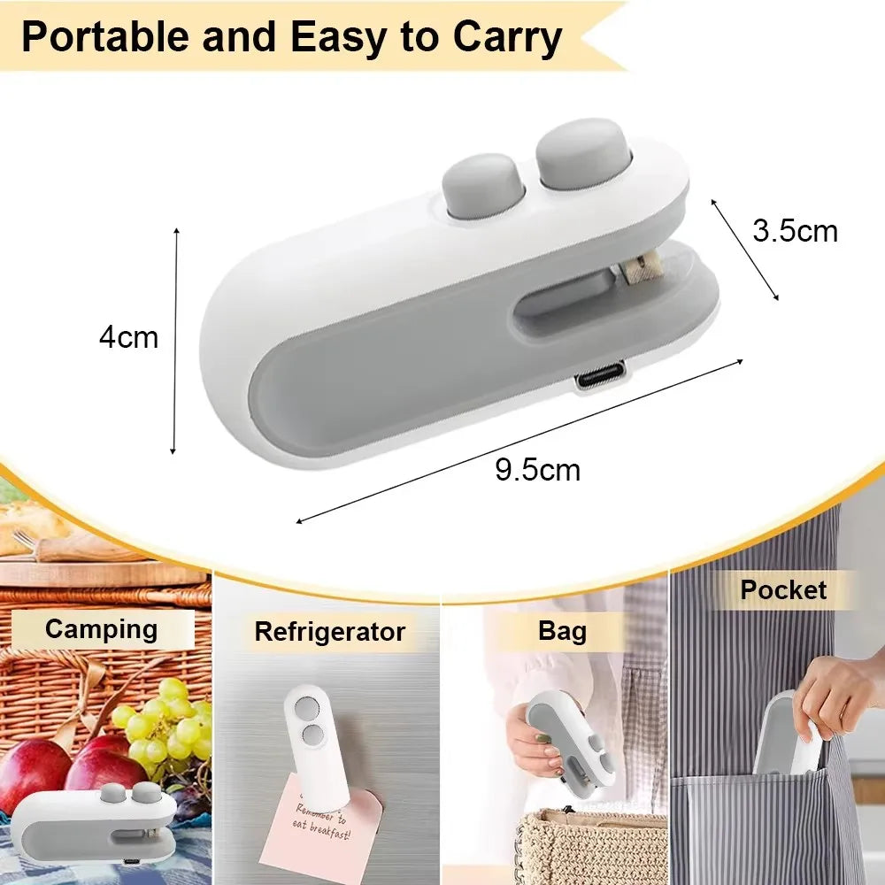 2-in-1 Rechargeable Mini Heat Sealer - Portable Bag Sealing Machine for Food Storage