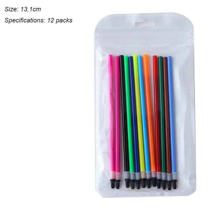 12/24Pcs/set Kawaii Color Gel Pen Refill Set 0.5mm Candy Colors Ballpoint Pens Student Office Writing Pens School Stationery
