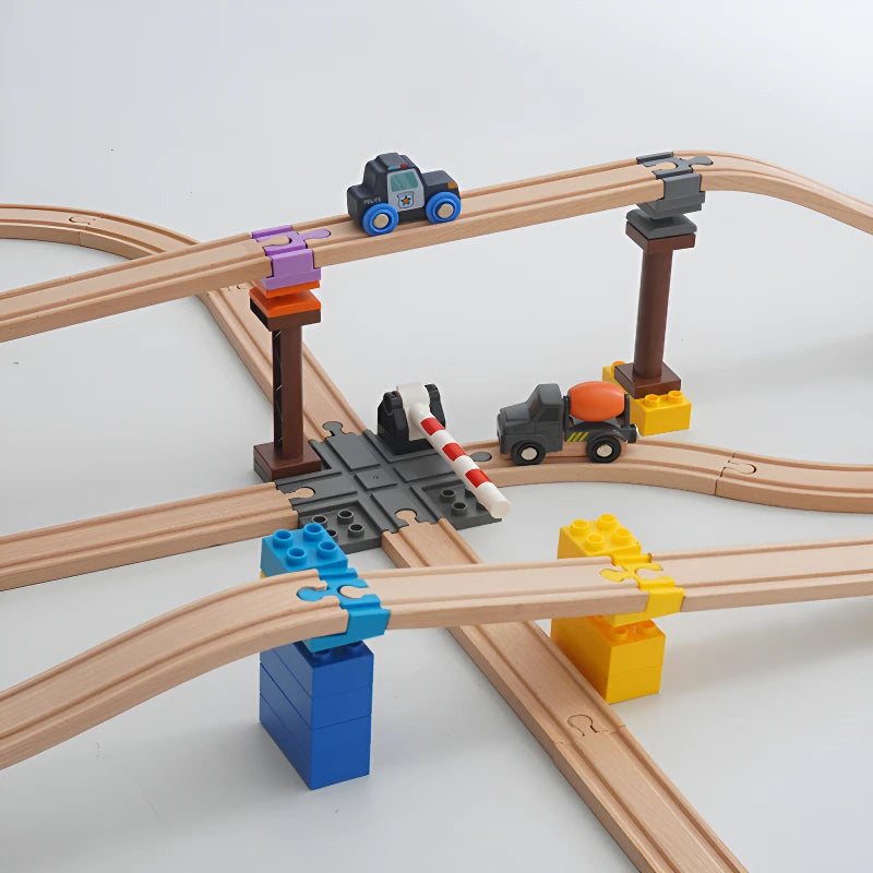 Kids Railway Toys Wooden Train Track Accessories Universal Plastic Blocks Clips Connectors Adapters fit for Brand Wooden Tracks