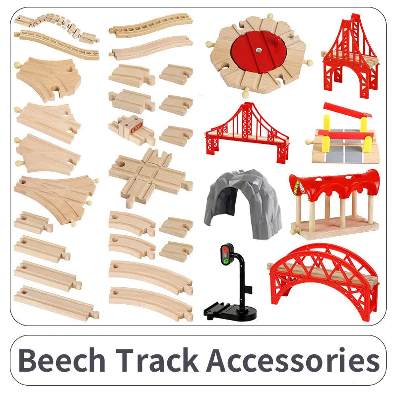 Wooden Train Track Accessories Universal Wooden Railway Tracks Bridge Parts Adapters Fit for All Brand Train Toys Birthday Gifts
