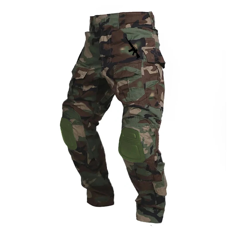 Men's Hunting Paintball Multicam Camouflage with Knee Pads Tactical Pants man Combat uniform Military Trousers Work clothing