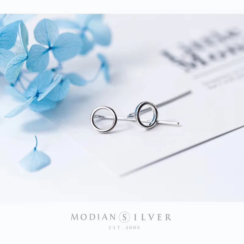Modian Authentic 925 Sterling Silver Round Drop Earring for Women Fashion Geometric Hook Earring Fashion Fine Jewelry 2020 New