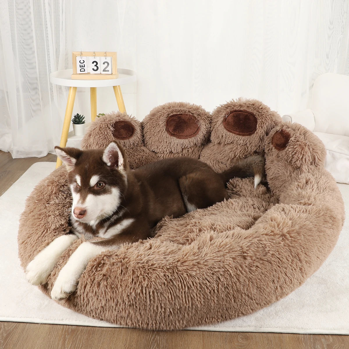 Premium Plush Dog Sofa Bed - Winter Warm Pet Basket for All Sizes