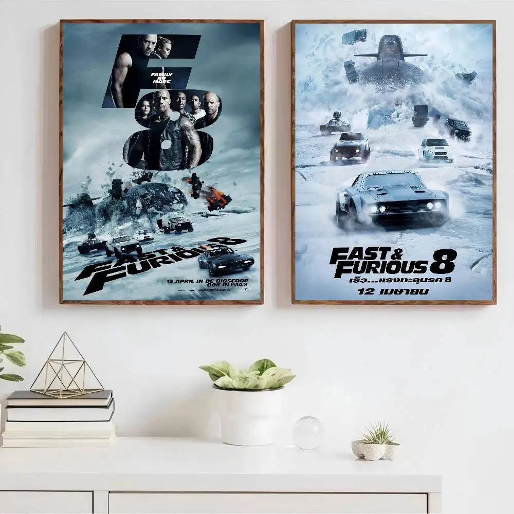 Fast And Furious Movie Whitepaper Poster HD Quality Poster Wall Art Painting Study Room Wall Decor