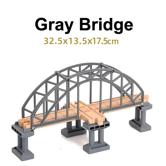 Kids Railway Toys Wooden Train Track All Kinds of Bridge Track Accessories fit for Biro Wood Tracks Toys for Children Gift
