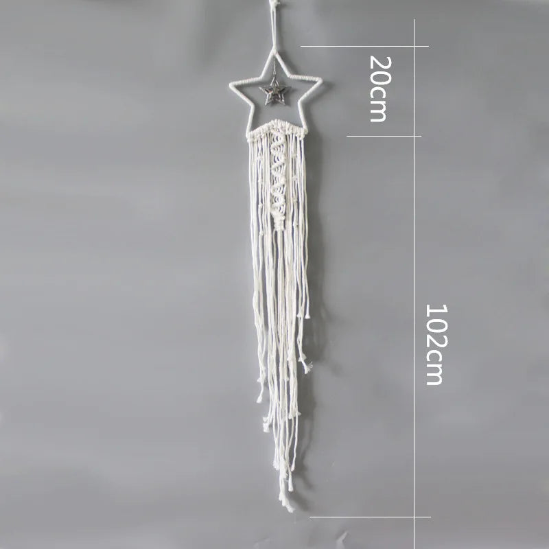 Handmade Woven Hanging Dream Catcher with Lamp Bohemian Party Home Decoration Apartment Dormitory Wall Door Wind Chime Decor