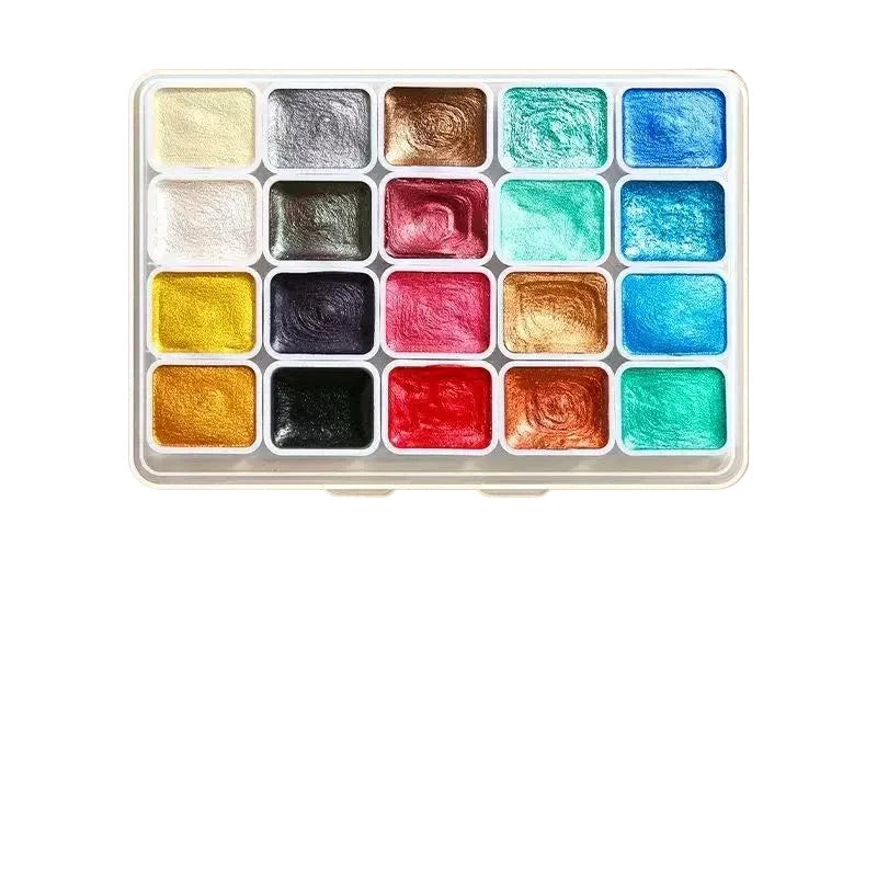 20/80-Colors Metal Watercolor Painting Set, New Portable Box With Sparkling Pearl Solid Watercolor Painting, Art Supplies
