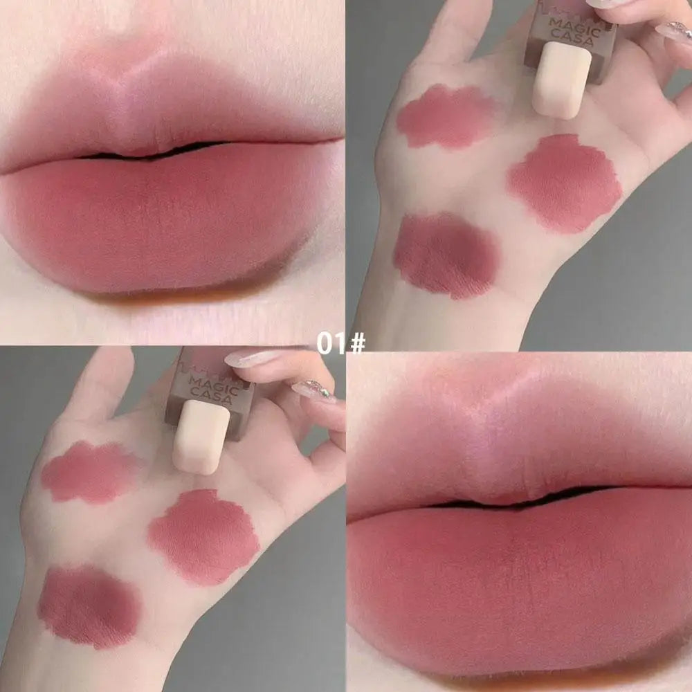 Velvet Matte Lip Gloss - Waterproof Long-Lasting Chocolate Ice Cream Lip Glaze