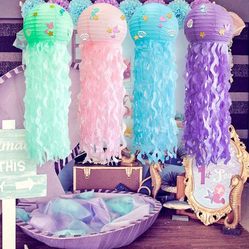 Disney Little Mermaid Theme Girl Kids First Birthday Party Decoration Disposable Tableware Plate Napkins Banner Ariel Backdrops