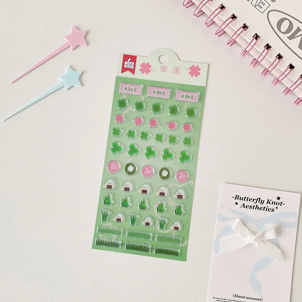 INS Style Cute Epoxy Strawberry Stationery Stickers Journal Stickers DIY Journal Decorative Sticker Phone Case Material Stickers