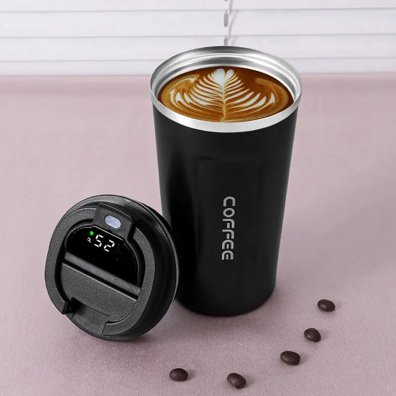Smart Temperature Display Tumbler - 380ml Stainless Steel Insulated Travel Mug with LED Display