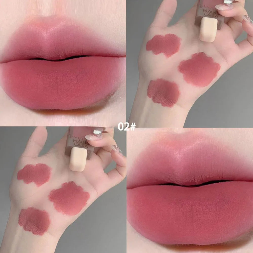 Velvet Matte Lip Gloss - Waterproof Long-Lasting Chocolate Ice Cream Lip Glaze