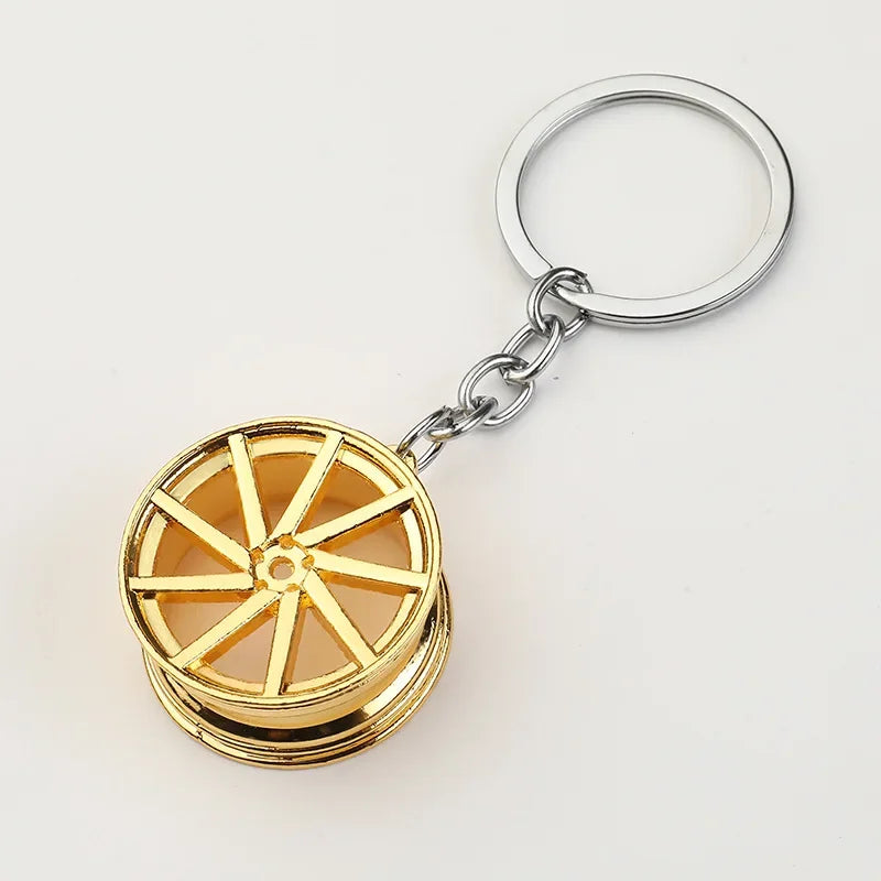 Automotive Gear Head Keychain - Speed Gearbox Keyring with Turbo Hub & Brake Disc Design